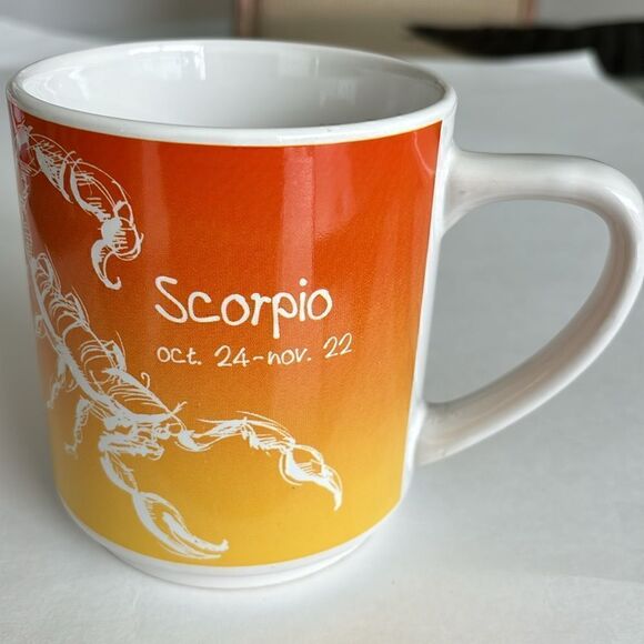 Scorpio Drawn Zodiac Coffee Mug Room Creative Orange Yellow - Picture 2 of 9